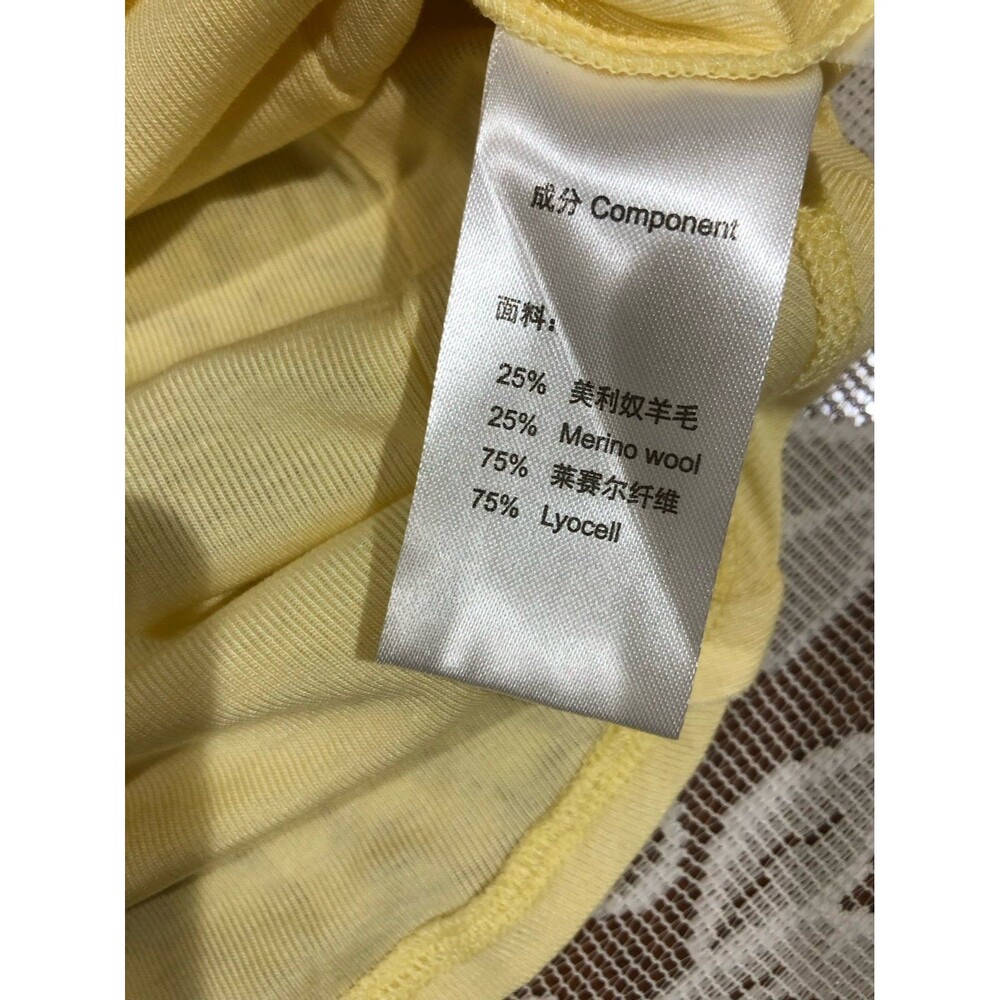 Merino Wool Blend V-Neck Padded Shoulder Yellow Long Sleeve Top Size Small - Picture 5 of 5